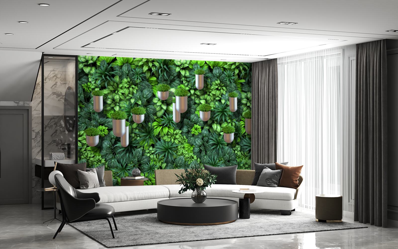 Fototapet phytowall cu vase în nuanțe de verde