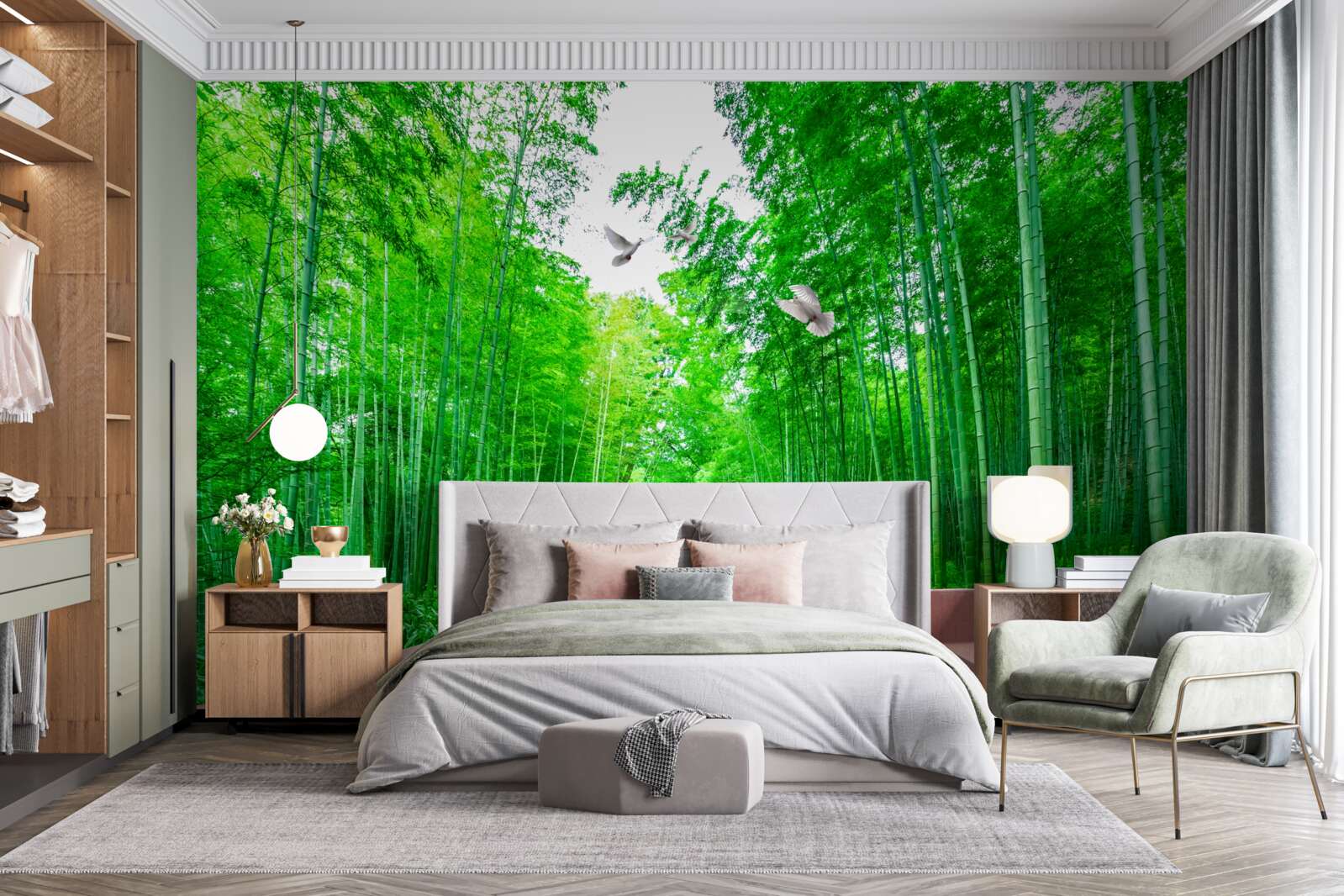 Fototapet Cărare printr-o pădure verde de bambus