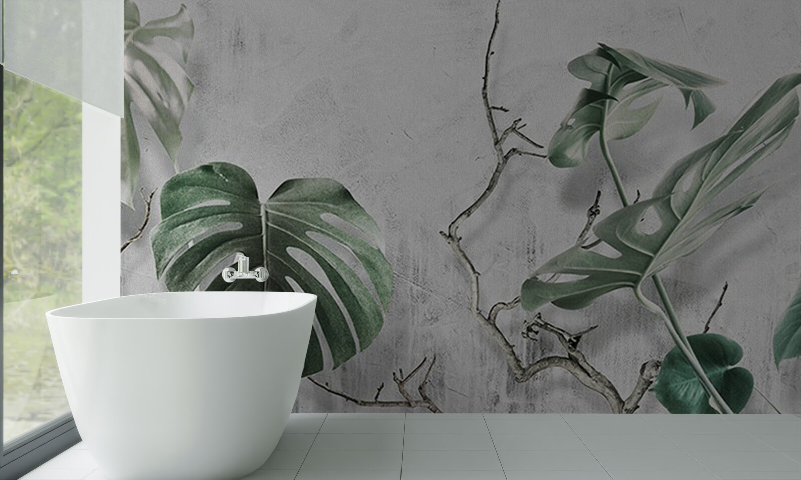 Fototapet frunzele verzi de monstera sunt mari
