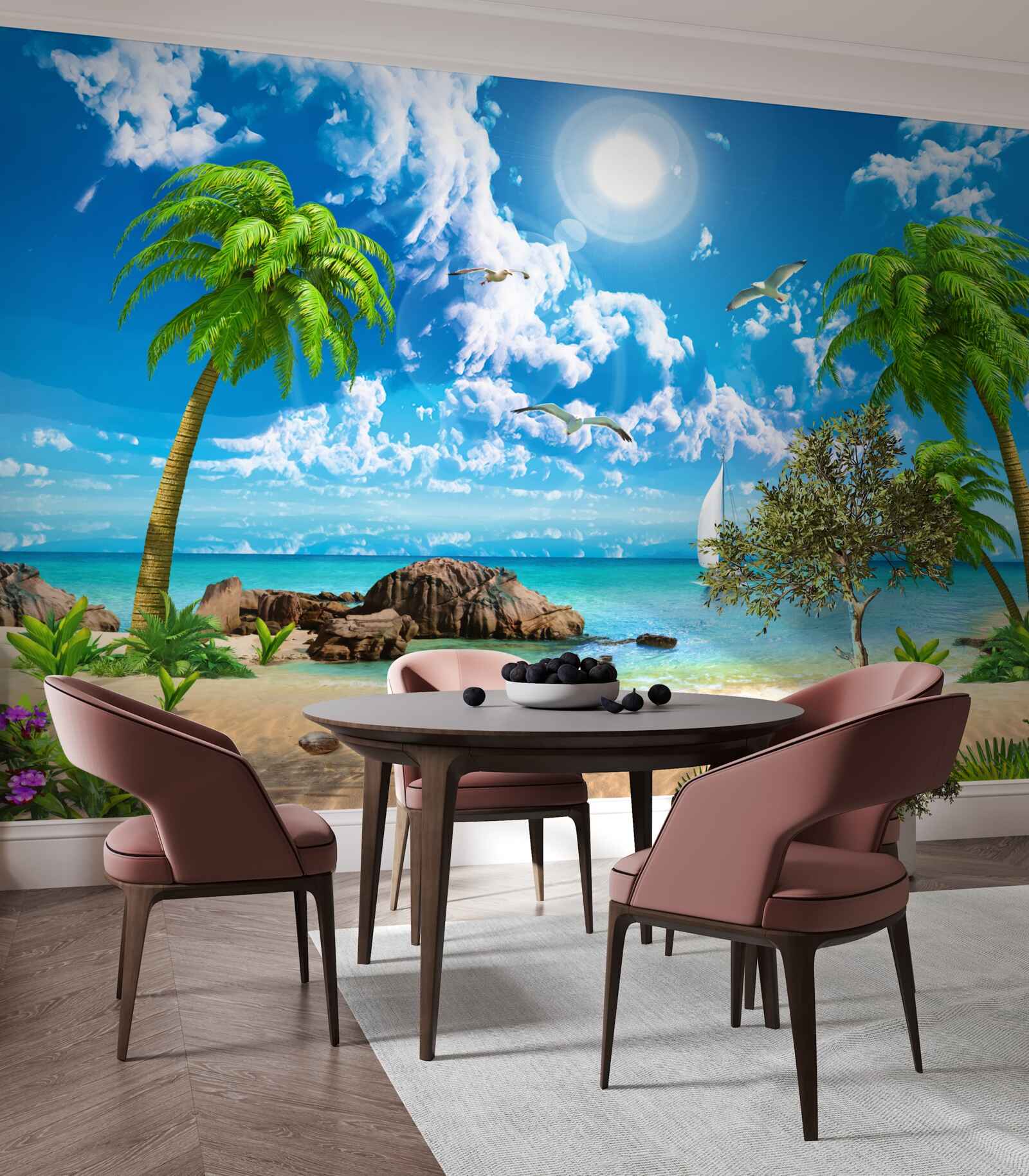 Fototapet dig tropical cu barcă