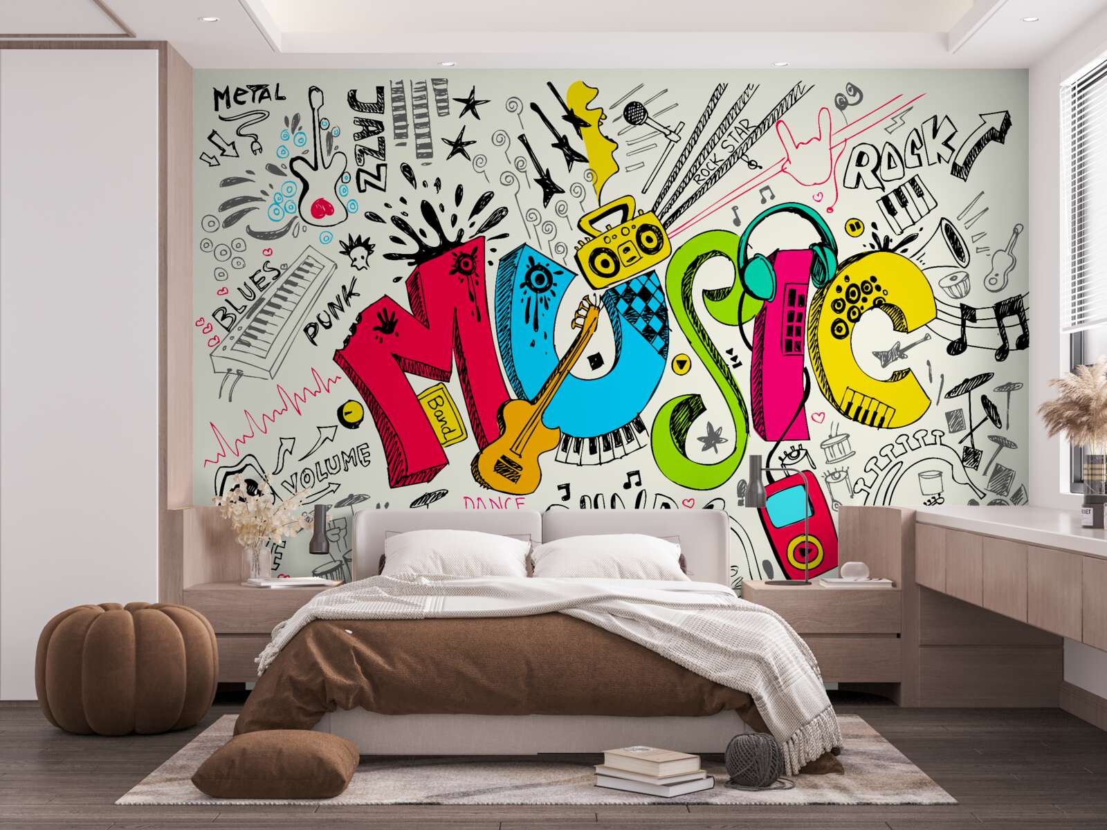 Fototapet graffiti în stiluri muzicale