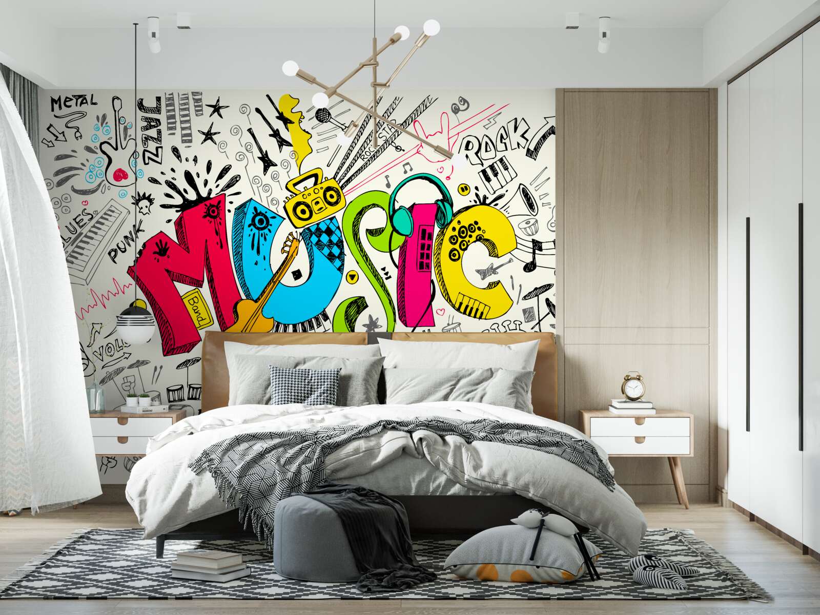Fototapet graffiti în stiluri muzicale