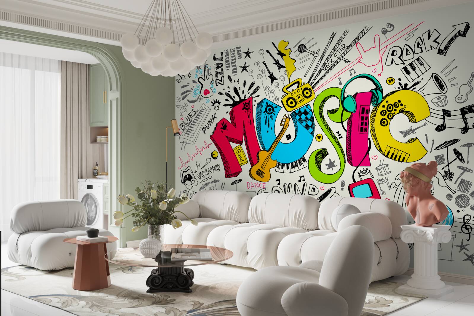 Fototapet graffiti în stiluri muzicale