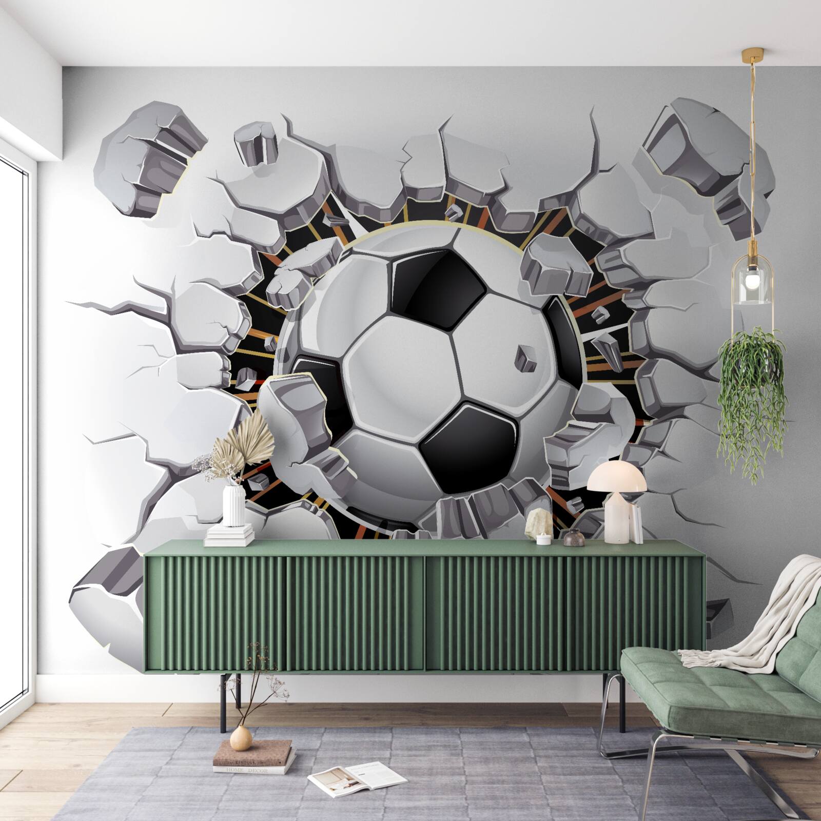 Fototapet fotbal care zboară prin aer