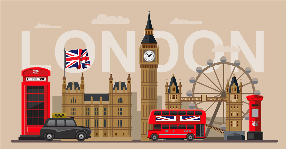 Fototapet însemnele principale ale londrei, marea britanie