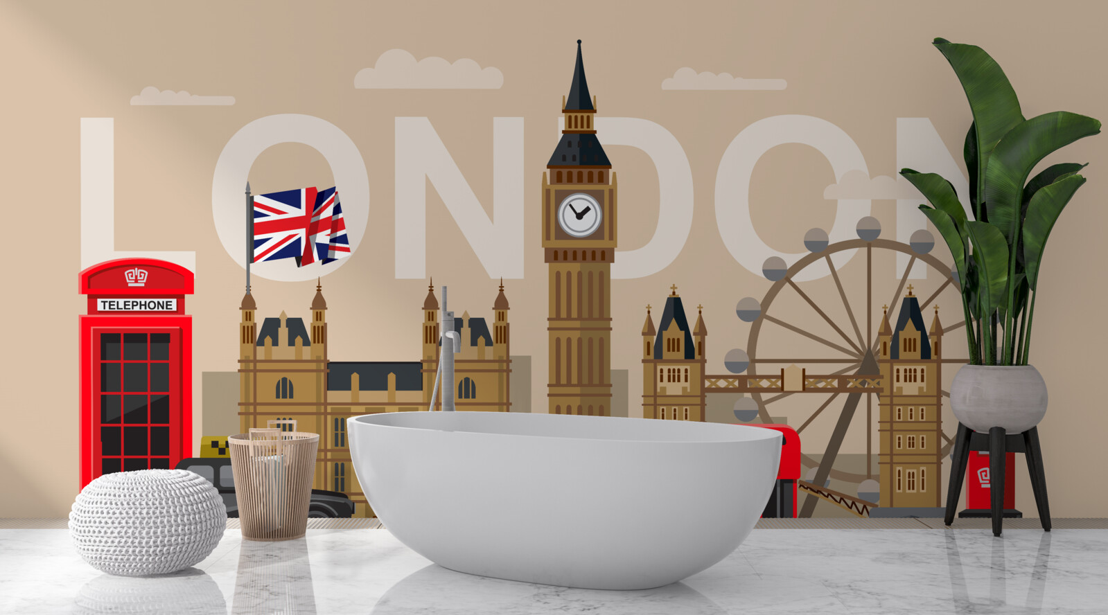 Fototapet însemnele principale ale londrei, marea britanie