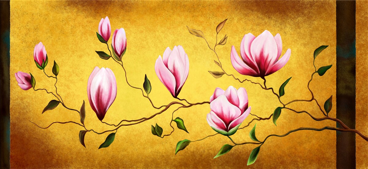 Fototapet magnolii roz din japonia