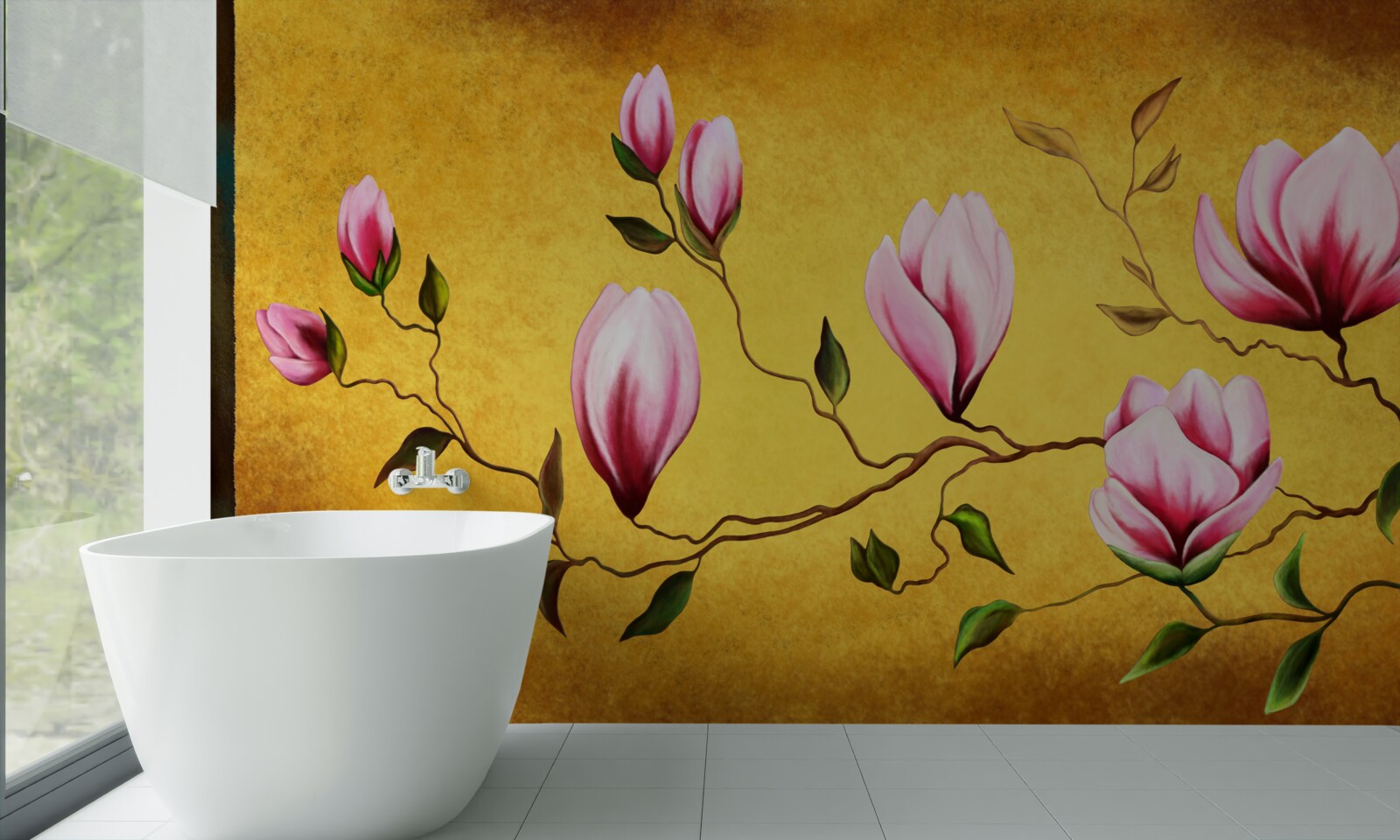 Fototapet magnolii roz din japonia