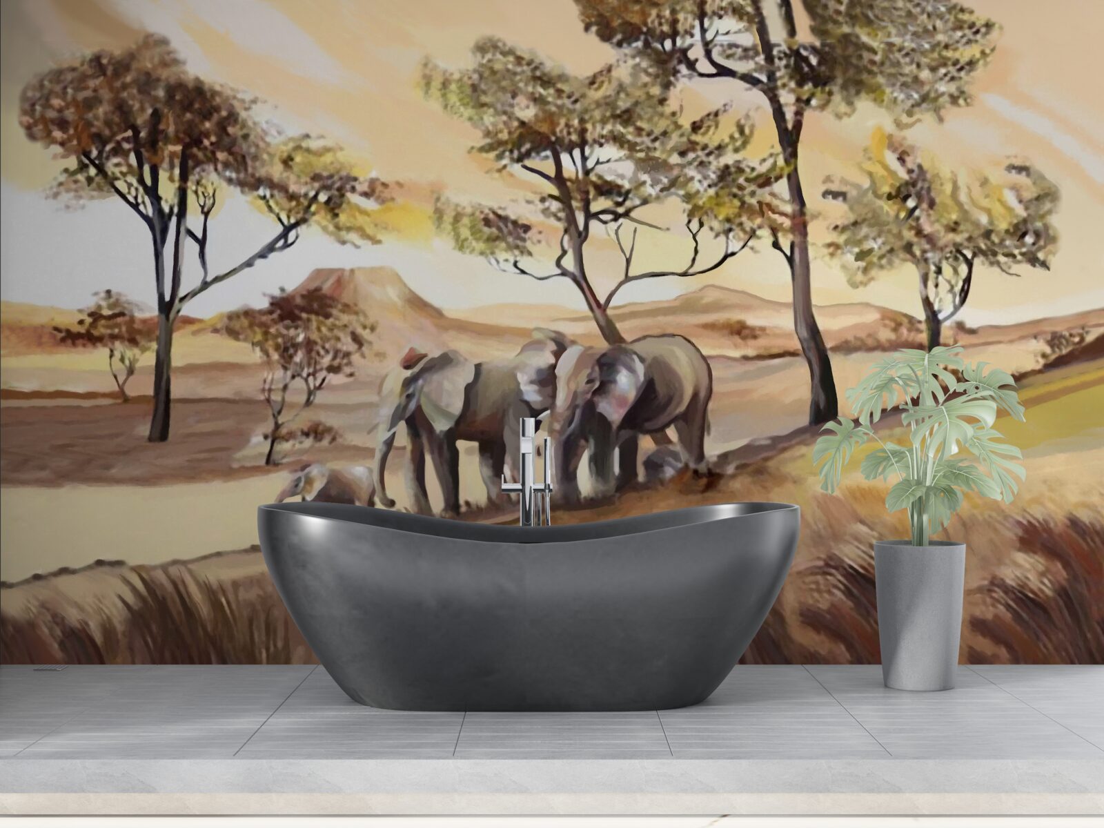 Fototapet excursie de familie elefant