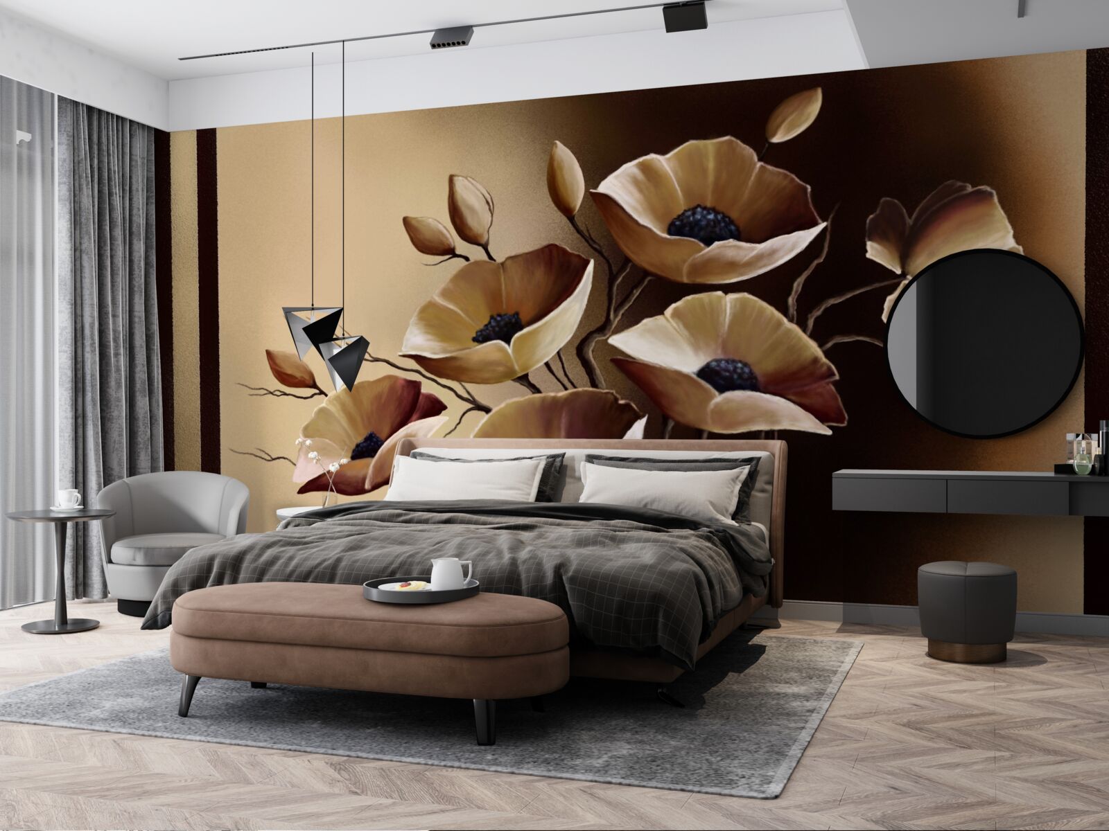 Fototapet maci bej într-un stil abstract