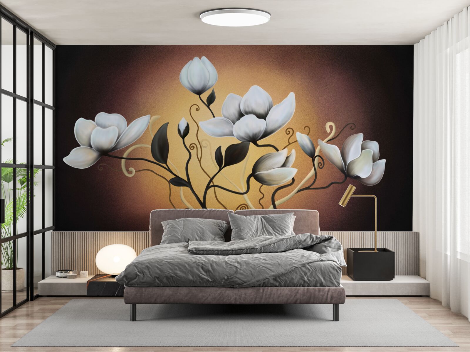 Fototapet buchet de magnolii cu flori albicioase