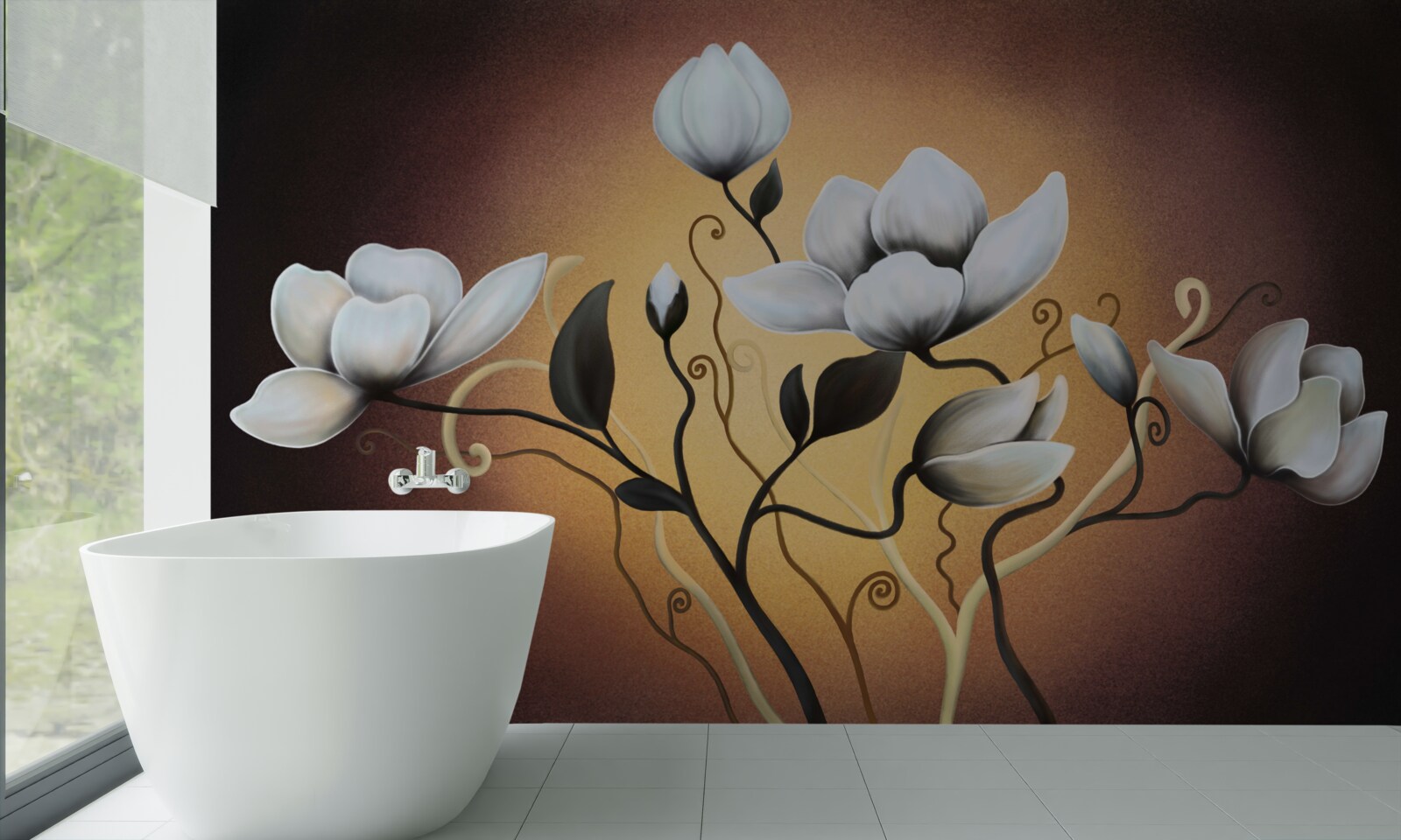 Fototapet buchet de magnolii cu flori albicioase