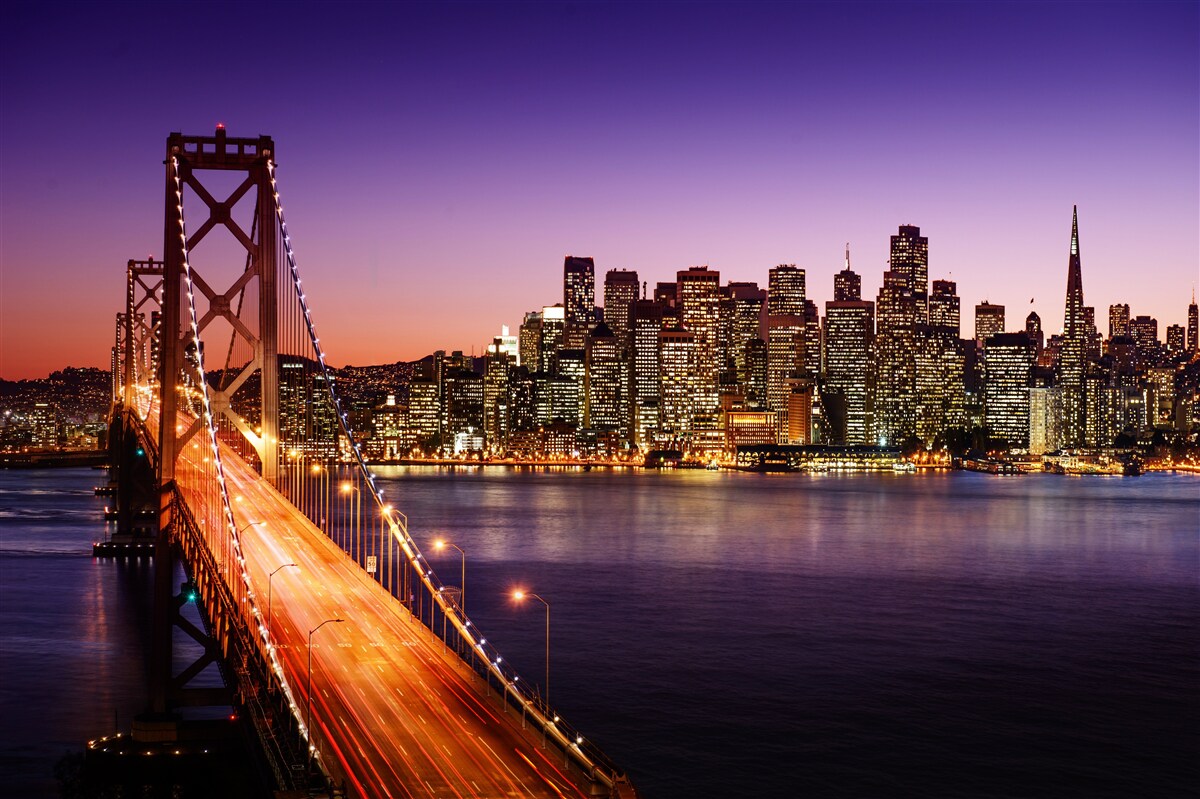 Fototapet luminile nocturne ale podului San Francisco