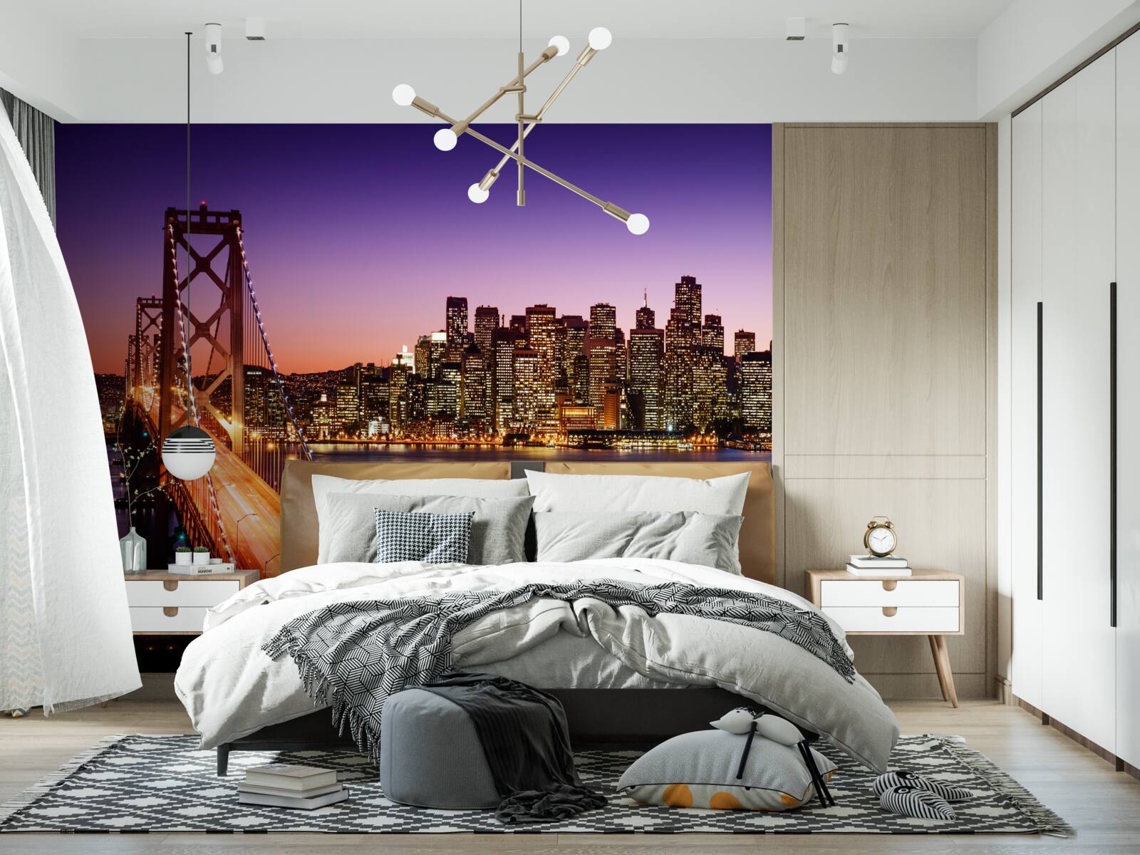 Fototapet luminile nocturne ale podului San Francisco