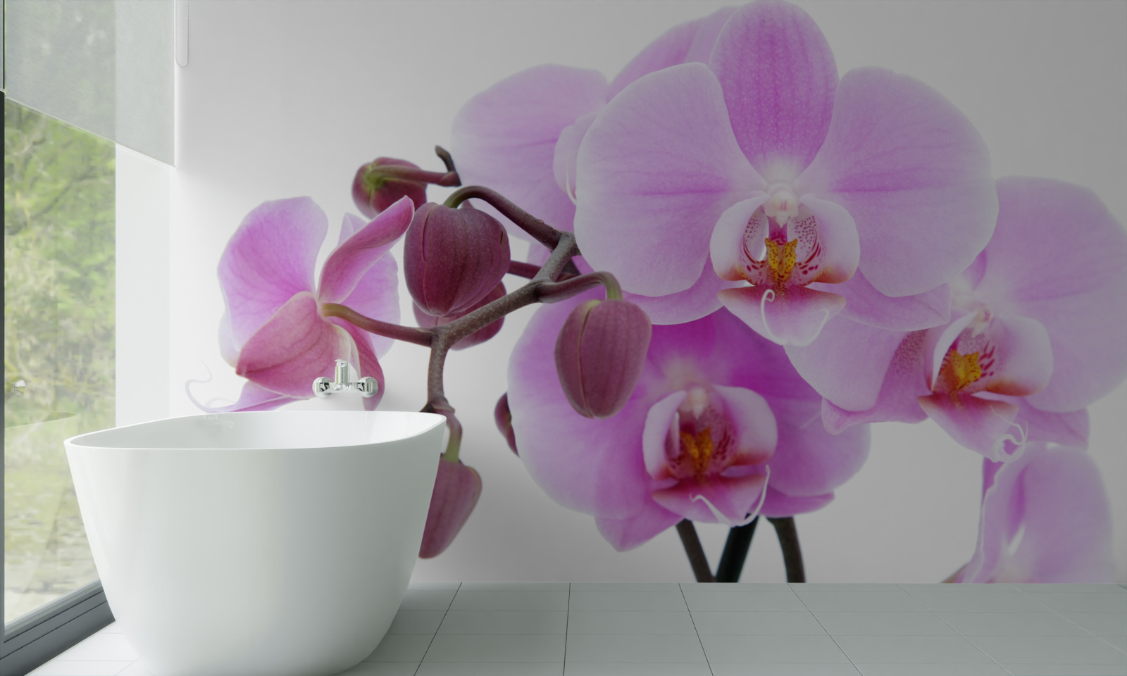 Fototapet orhidee în nuanțe de violet cu muguri de flori