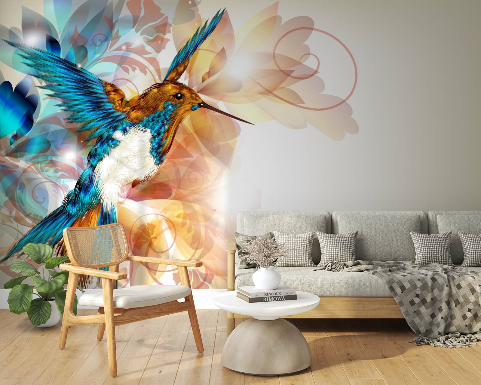 Fototapet colibri albastru imaterial