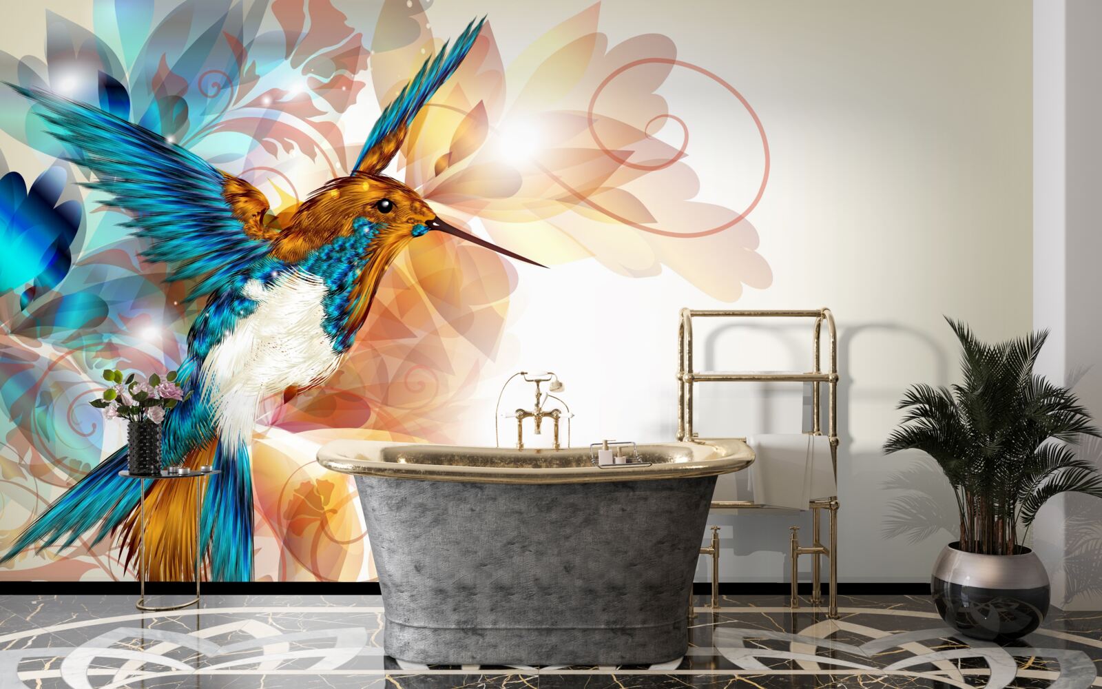 Fototapet colibri albastru imaterial