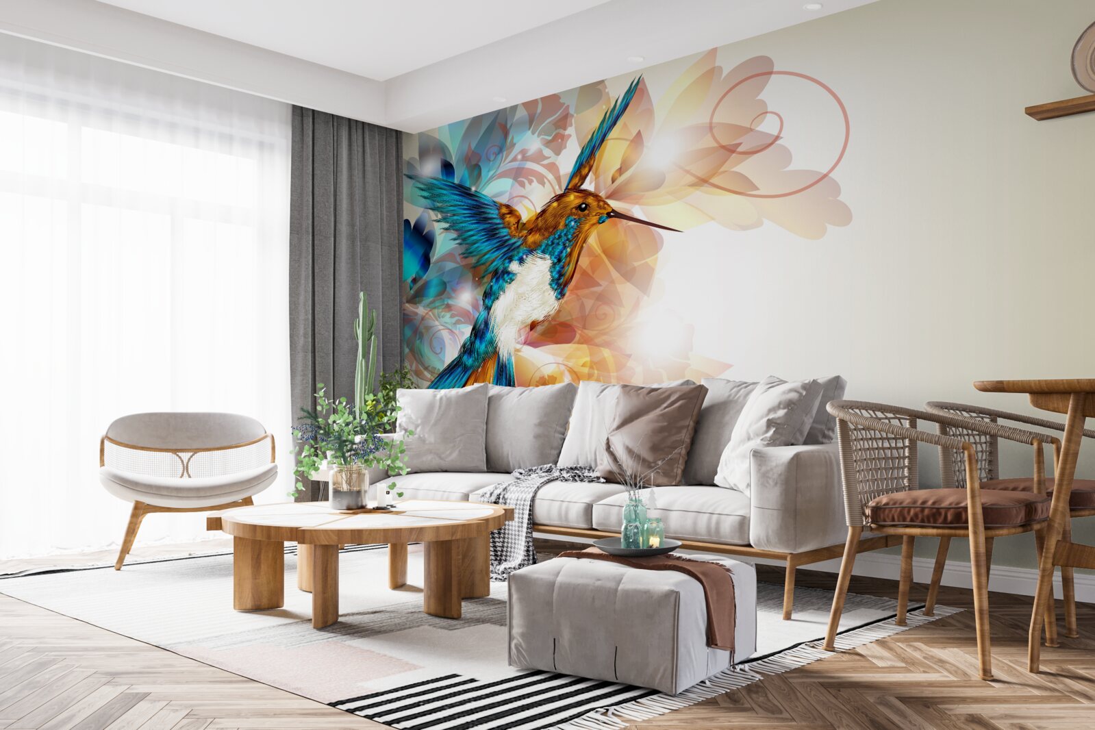 Fototapet colibri albastru imaterial