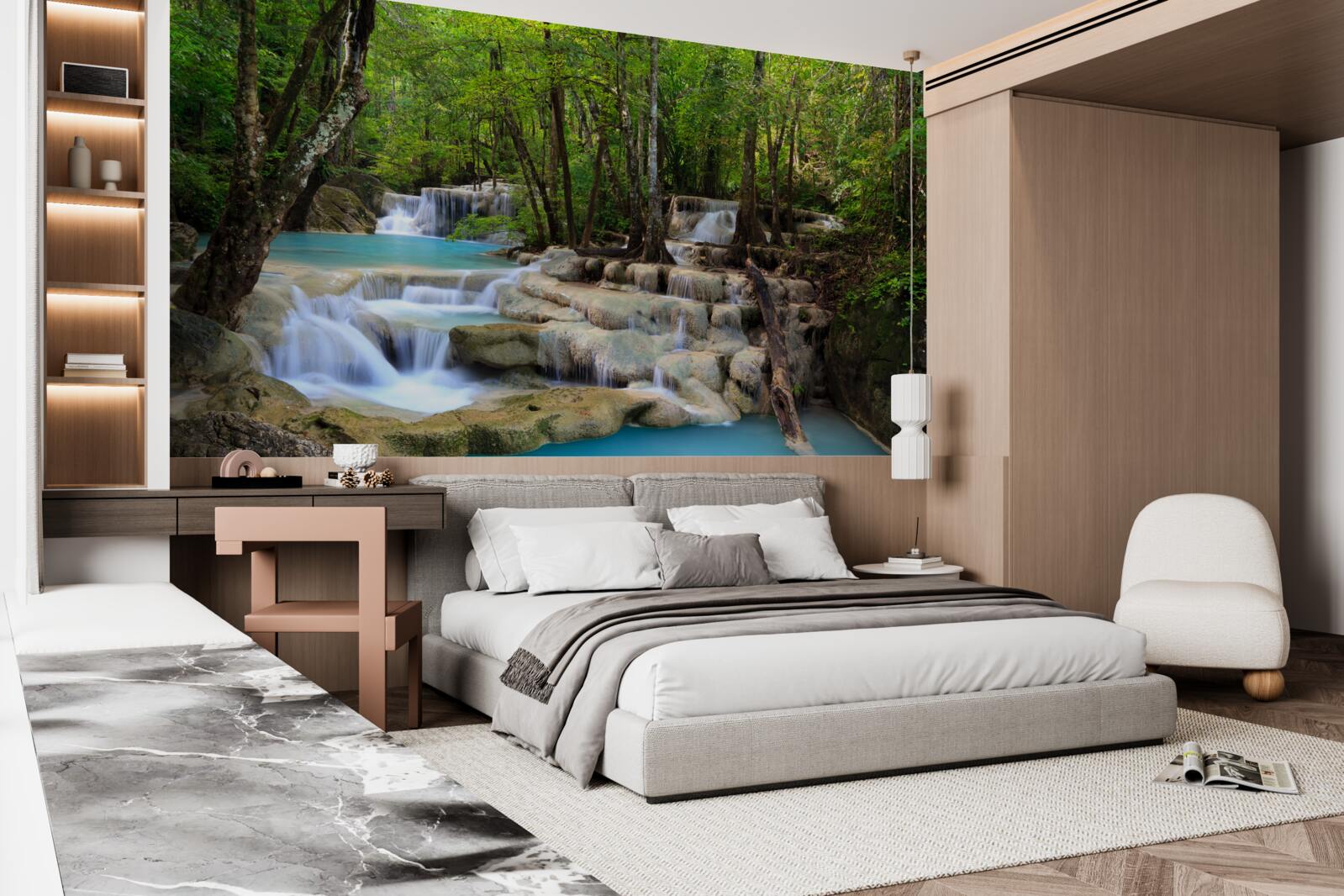 Fototapet cascade care cad într-o pădure deasă