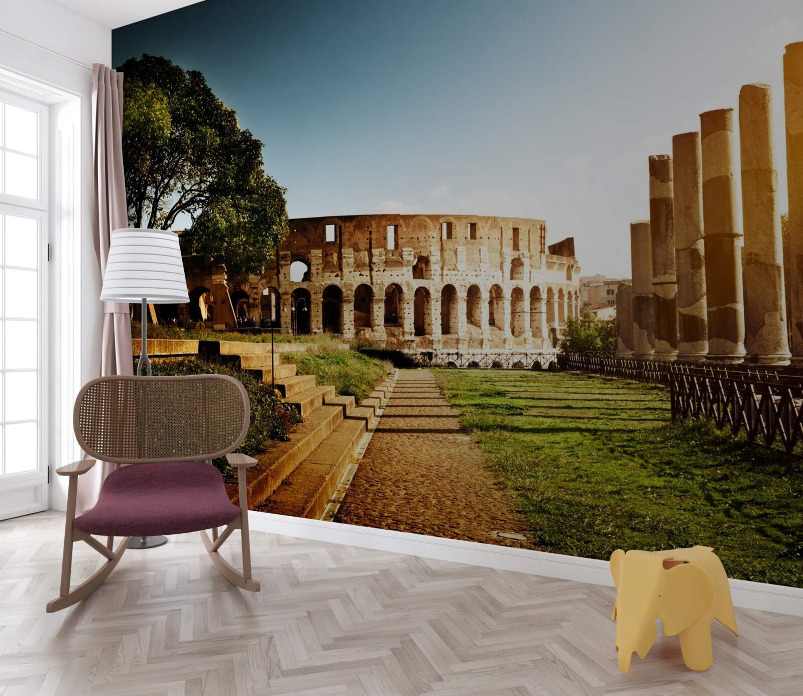 Fototapet apus de soare la colosseumul roman