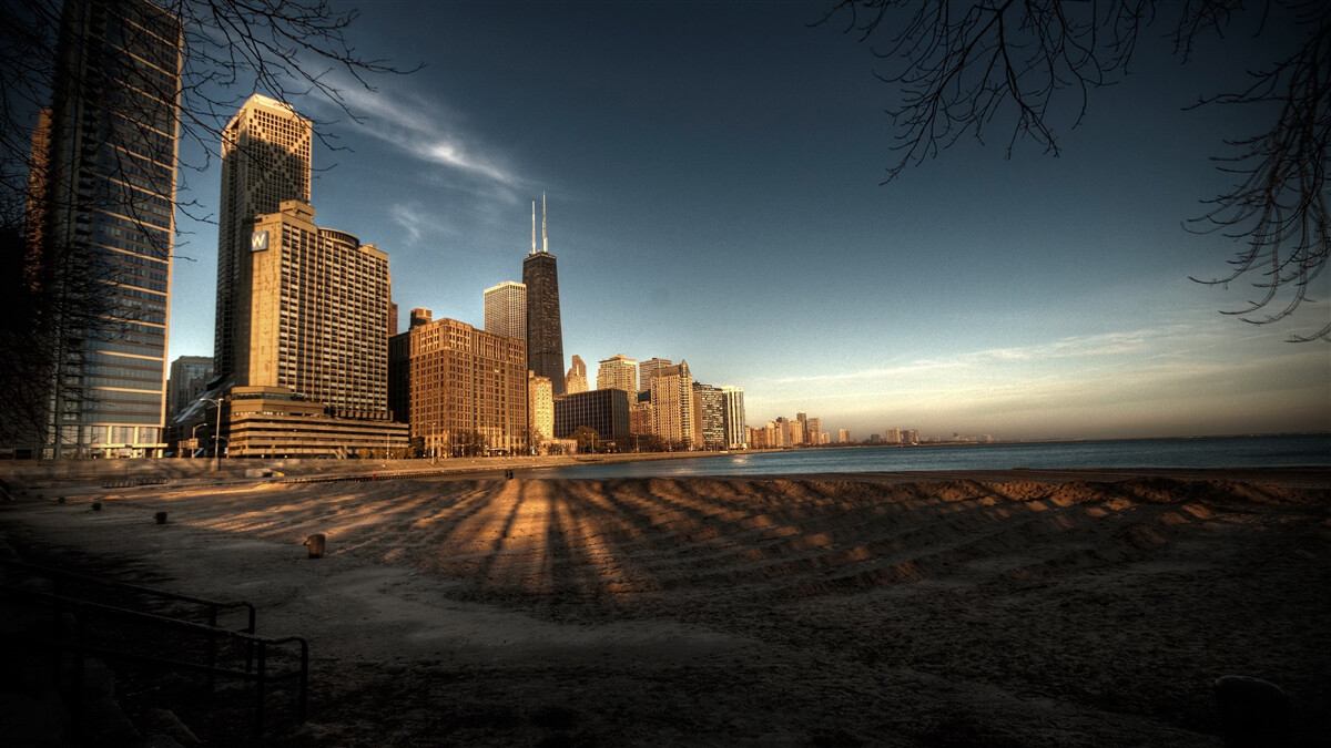Fototapet amurgul orașului chicago