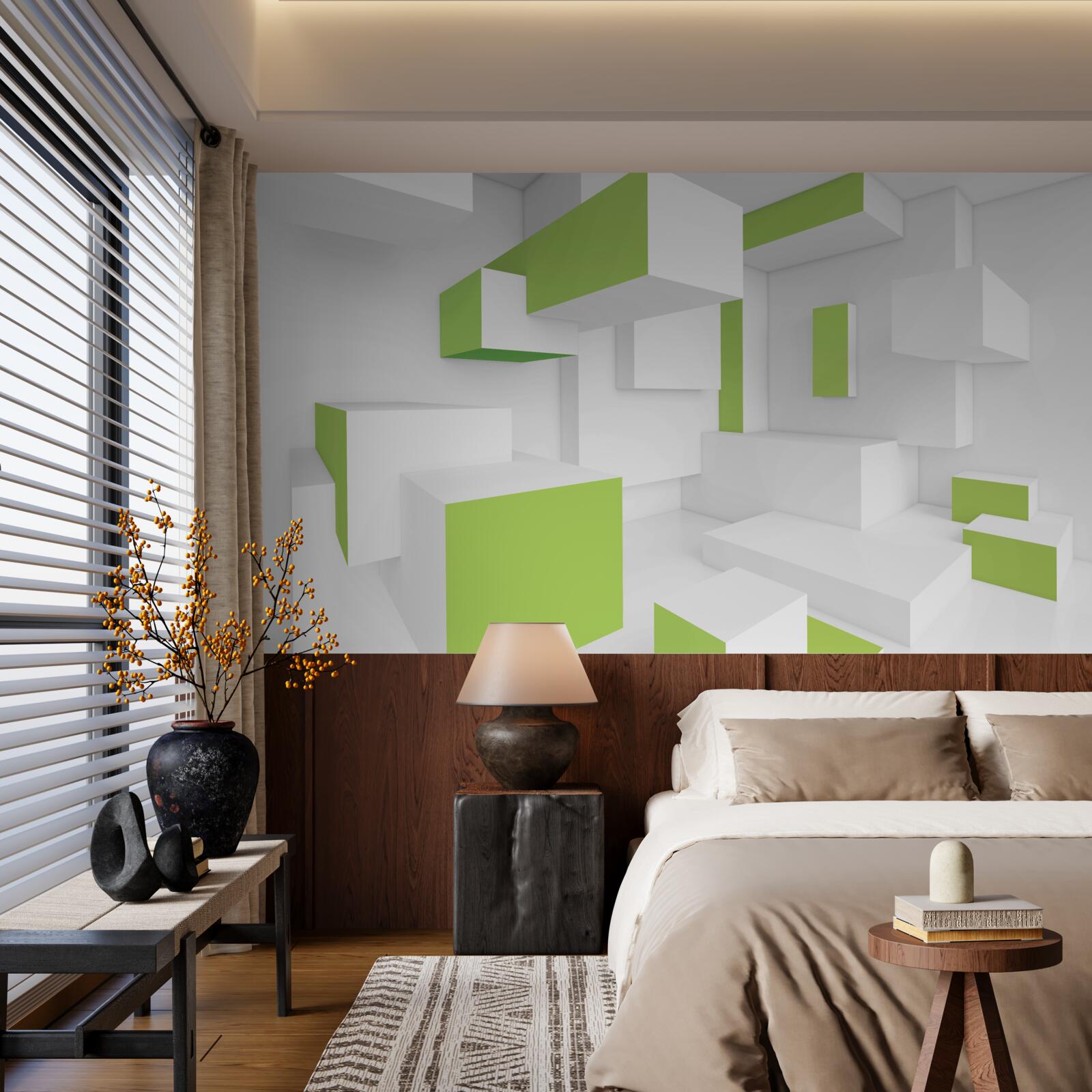 Fototapet structuri dreptunghiulare cu învelitoare verde deschis