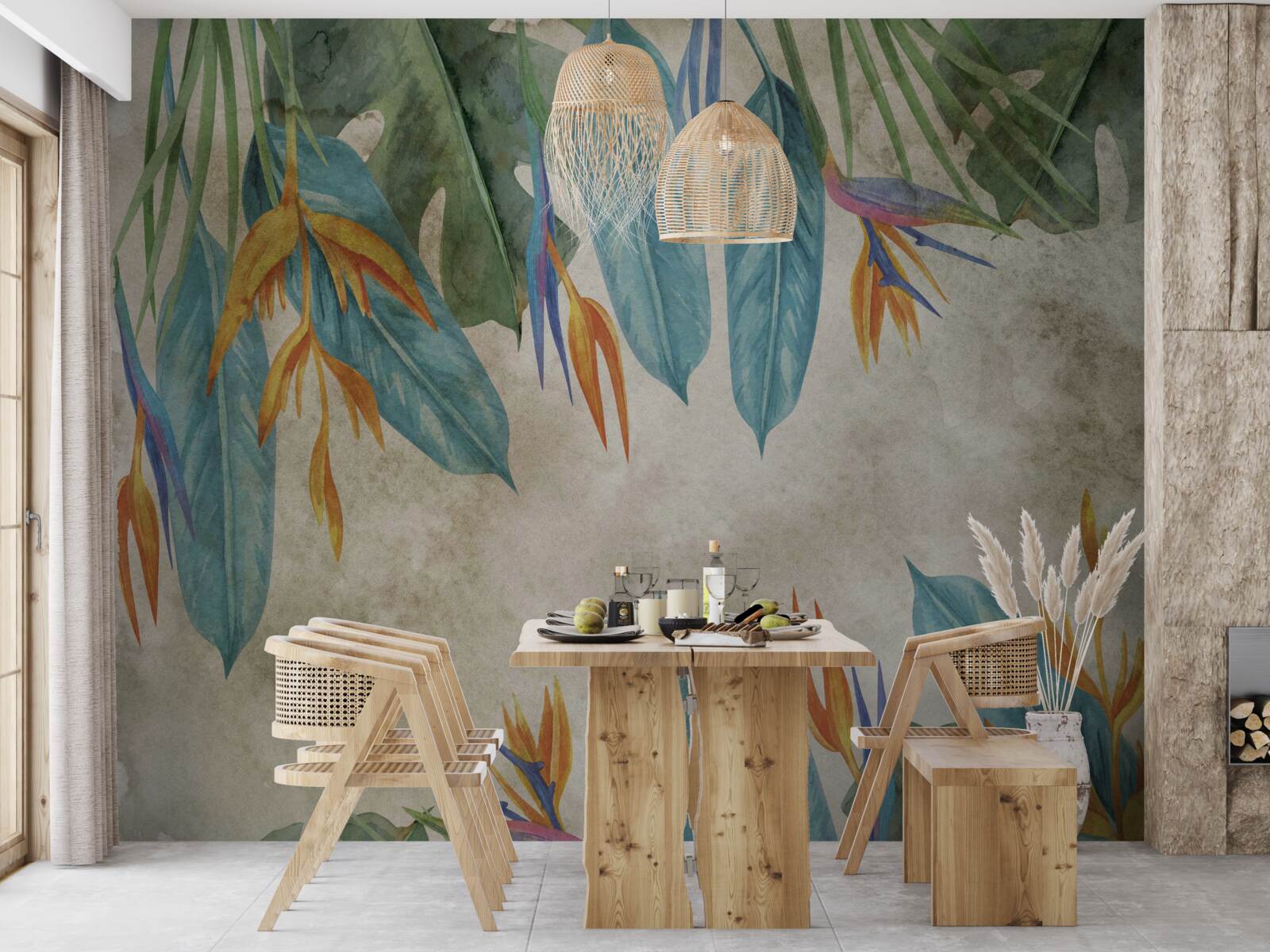 Fototapet frunze tropicale cu aspect neobișnuit