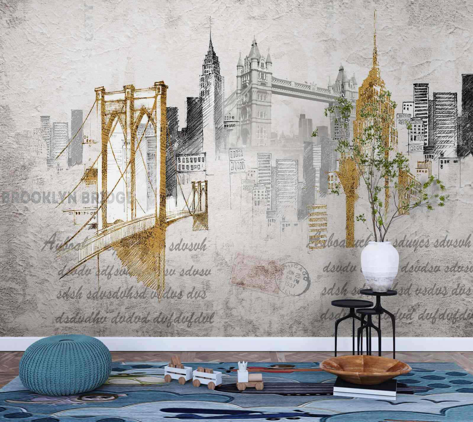 Fototapet abstract new york în stil vintage