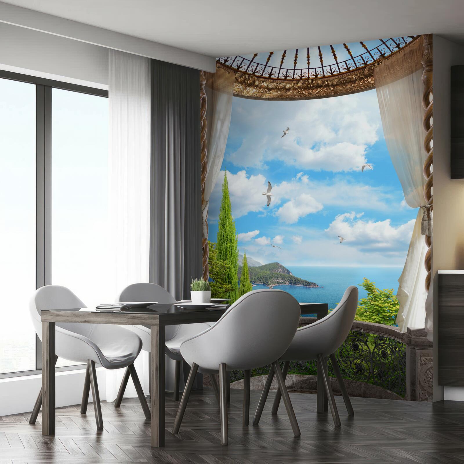 Fototapet verandă cu vedere panoramică la mare