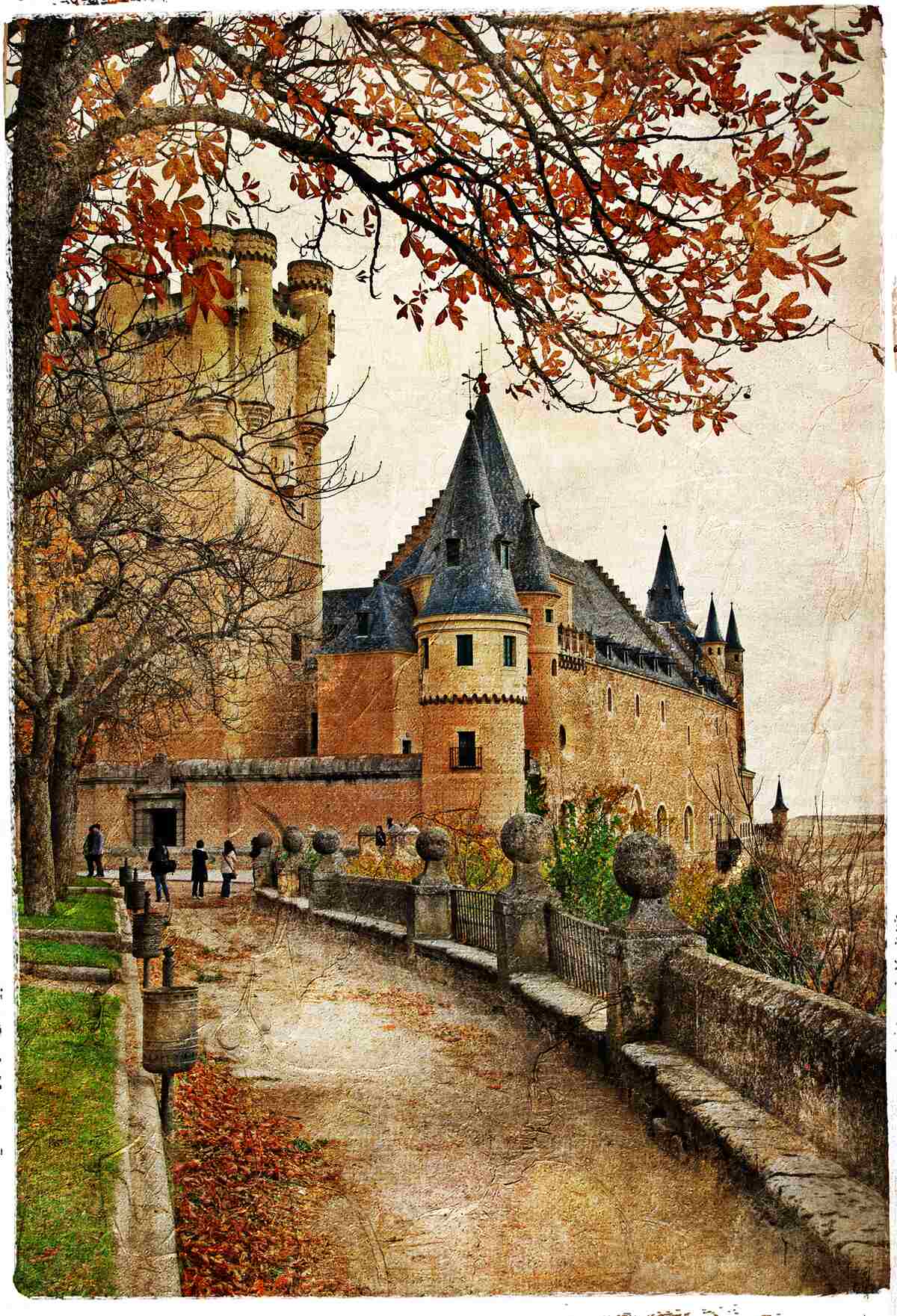 Fototapet Drumul spre vechiul castel în toamnă