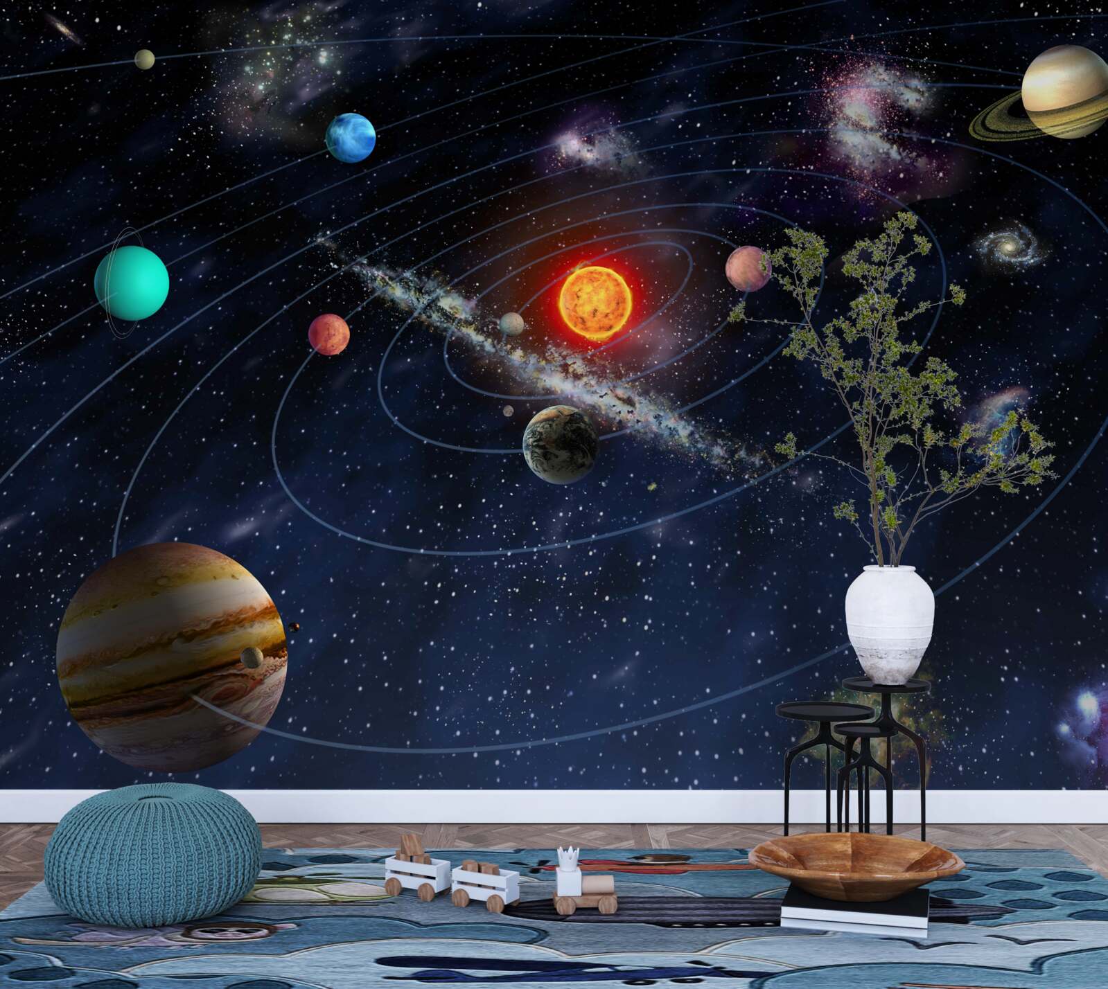 Fototapet schema planetară în spațiu