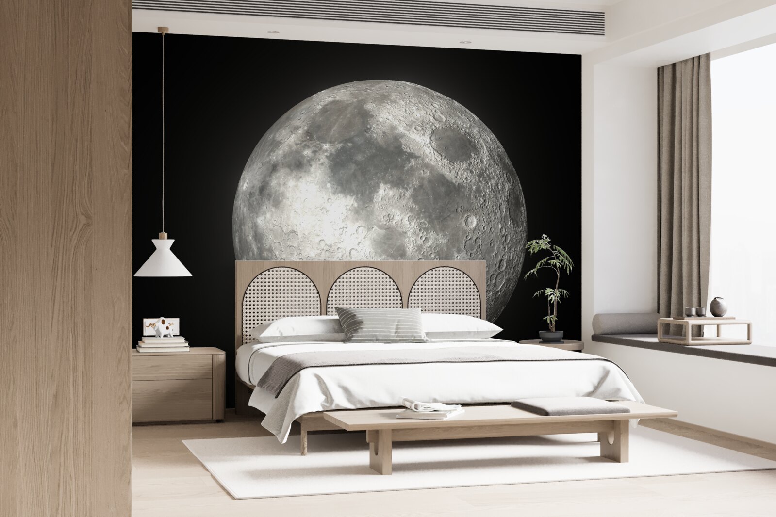Fototapet fundalul negru este decorat cu o lună plină de neegalat