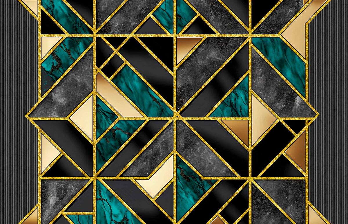 Fototapet fundal în stil geometric într-o nuanță gri turcoaz