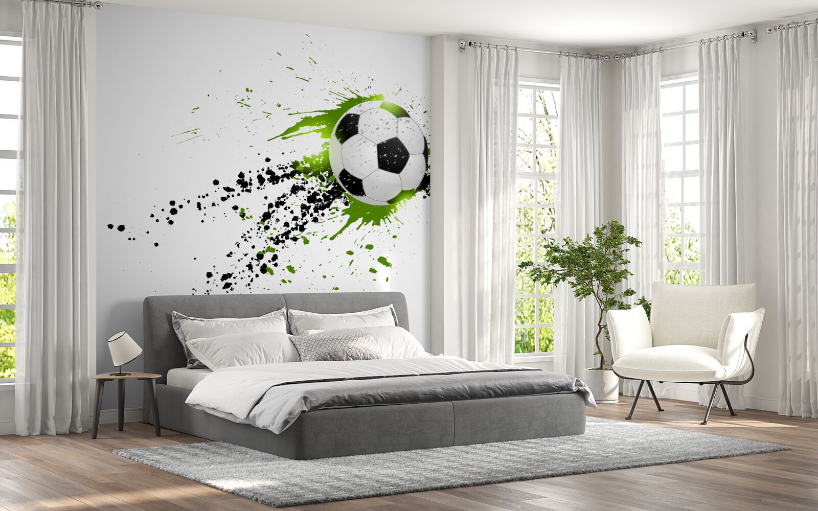 Fototapet fotbal pe fundal alb