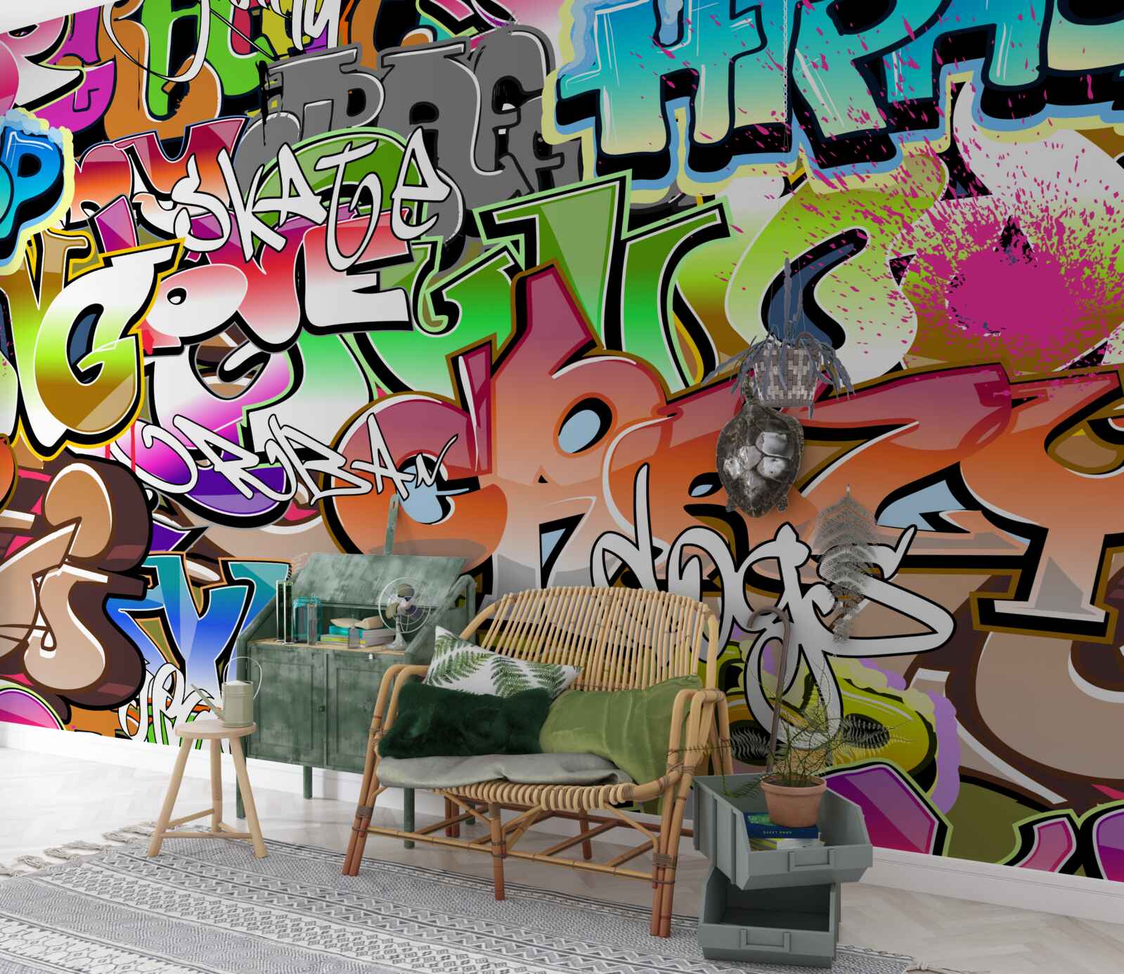 Fototapet graffiti atrăgător cu litere luminoase