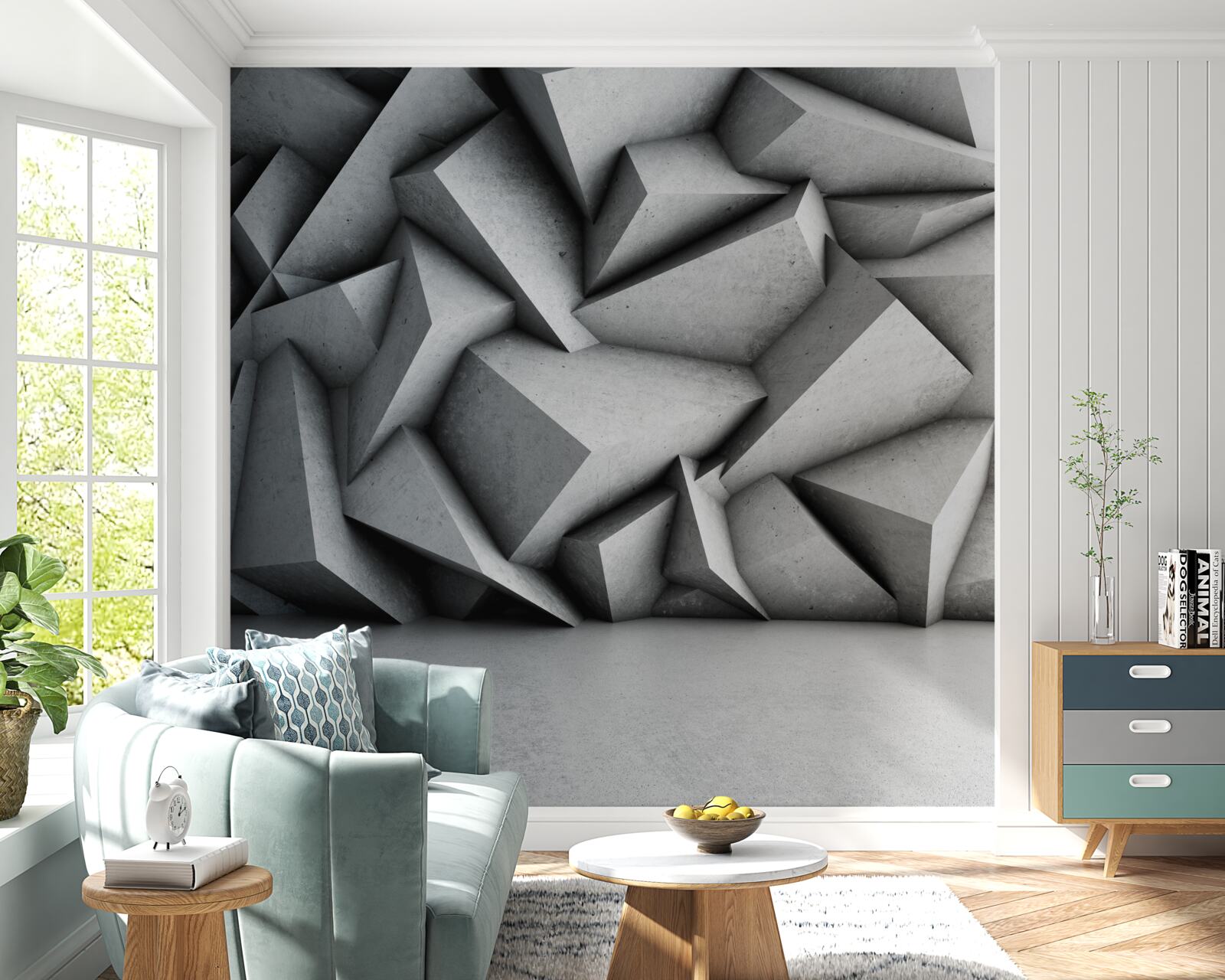 Fototapet figuri mari 3d pe fundal gri