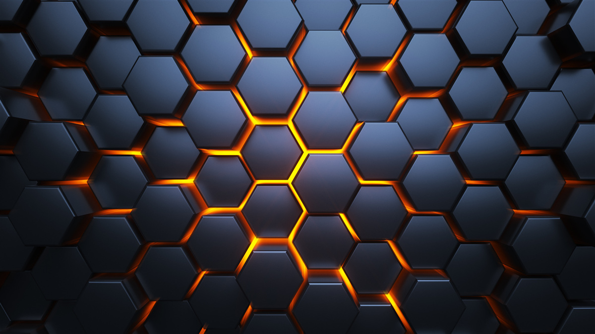 Fototapet colecție hexagonală cu iluminare aurie