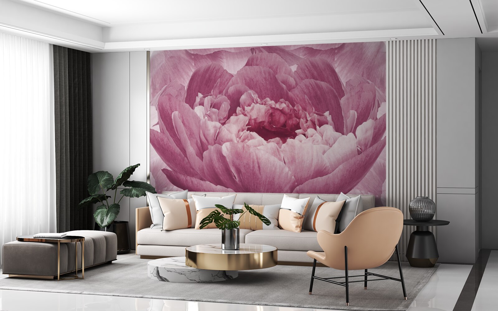 Fototapet floare abundentă de aster roz