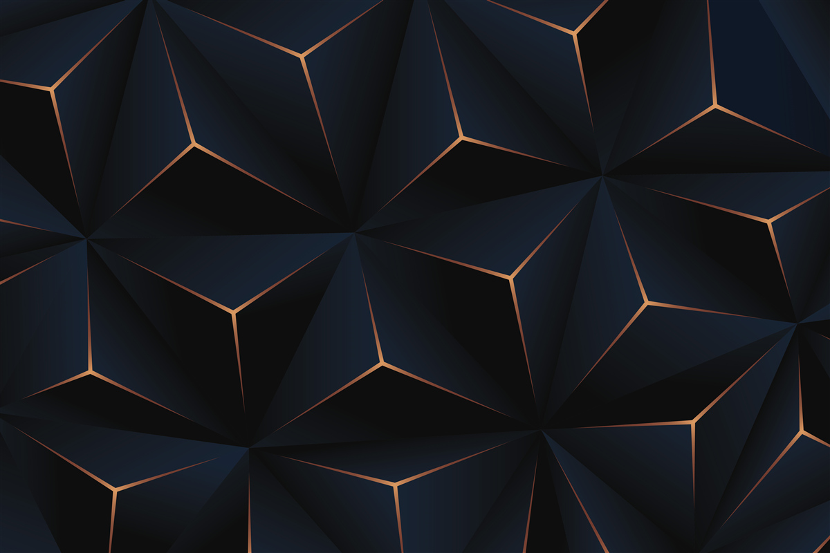Fototapet piramide volumetrice negre cu margini aurii