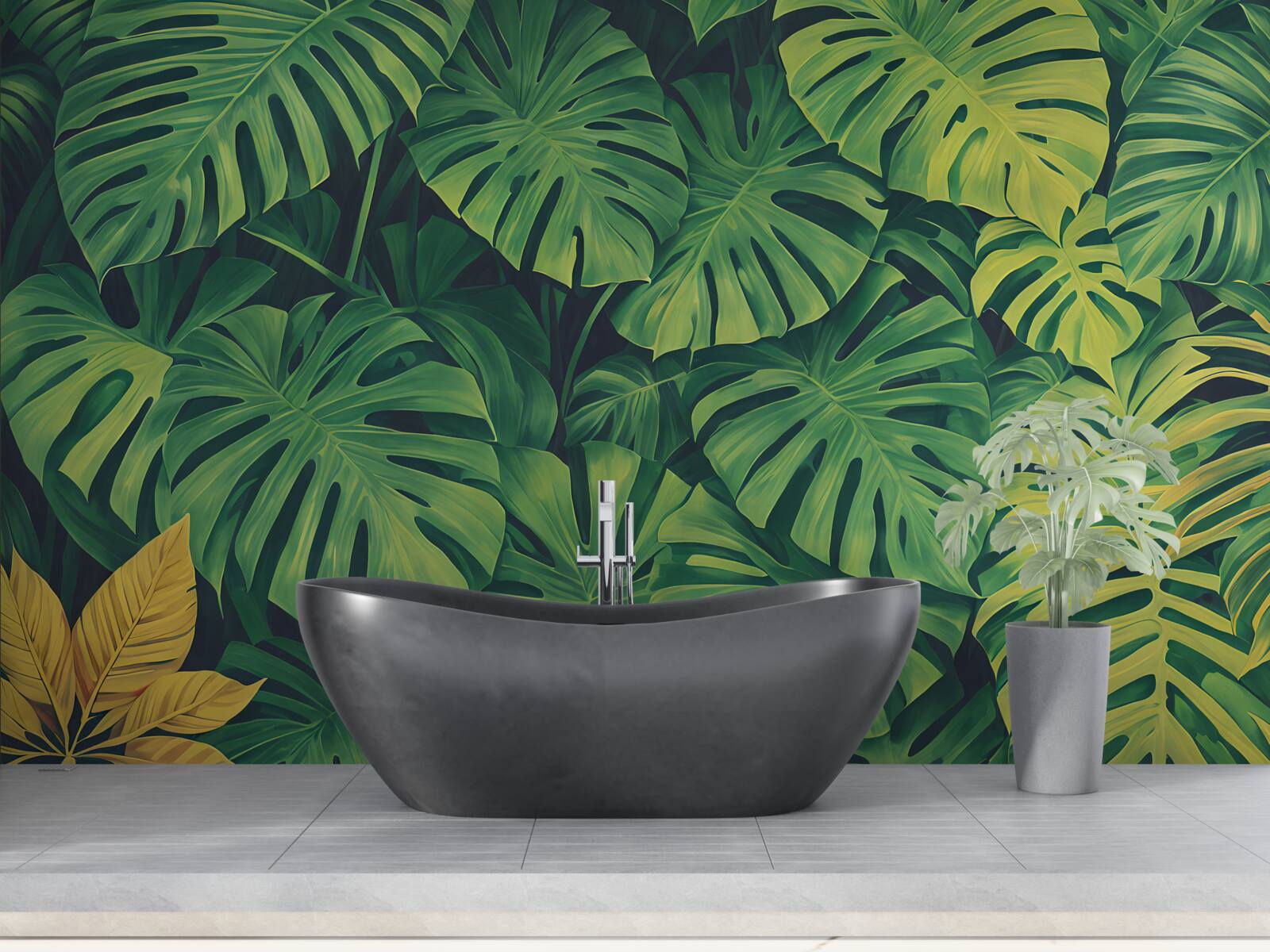 Fototapet monstera au frunze tropicale luxuriante