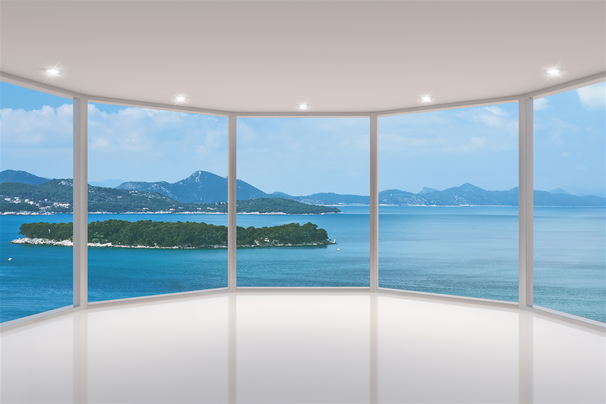 Fototapet vederi panoramice uimitoare ale oceanului direct de la ferestre