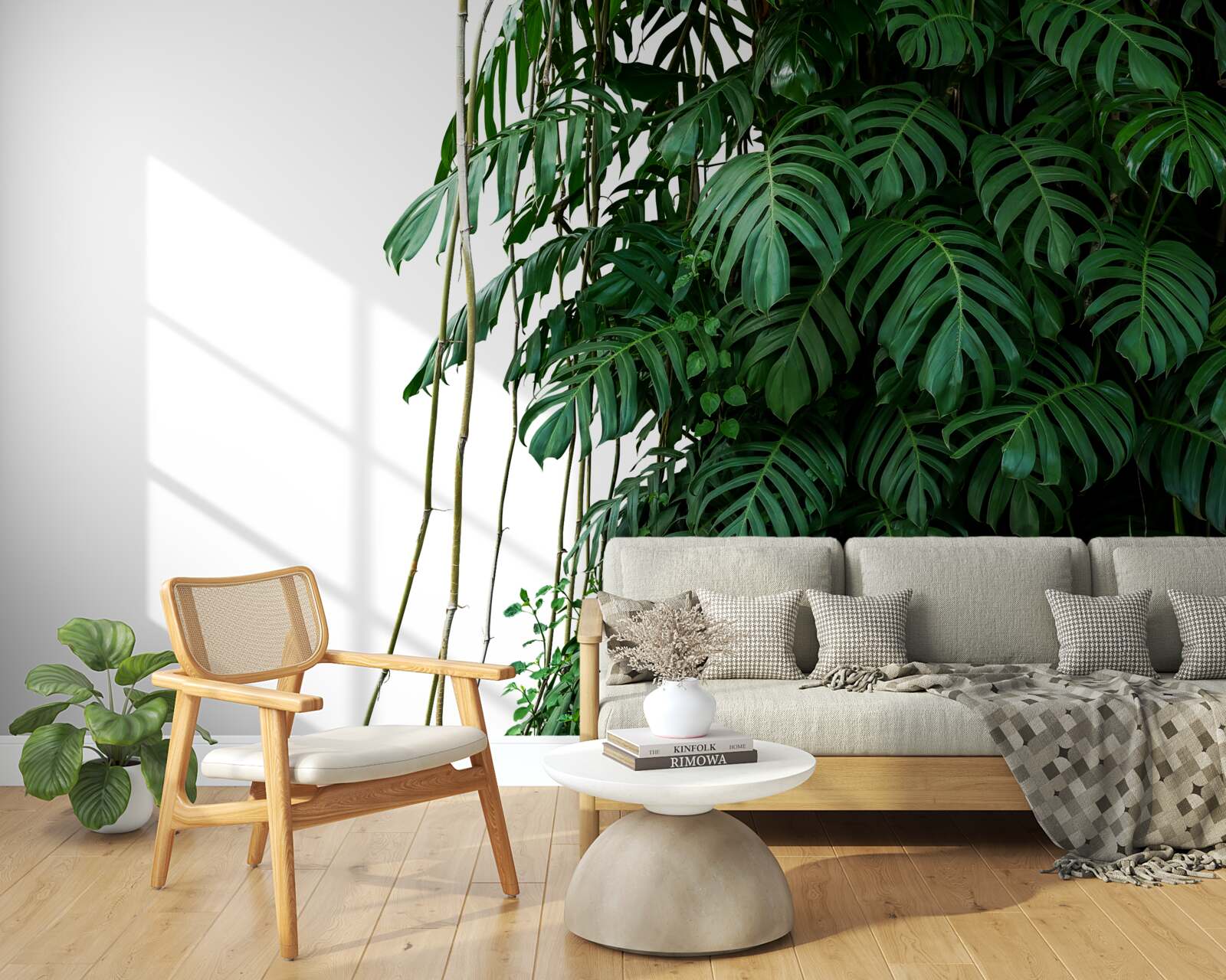 Fototapet frunze dense de monstera în nuanțe de verde