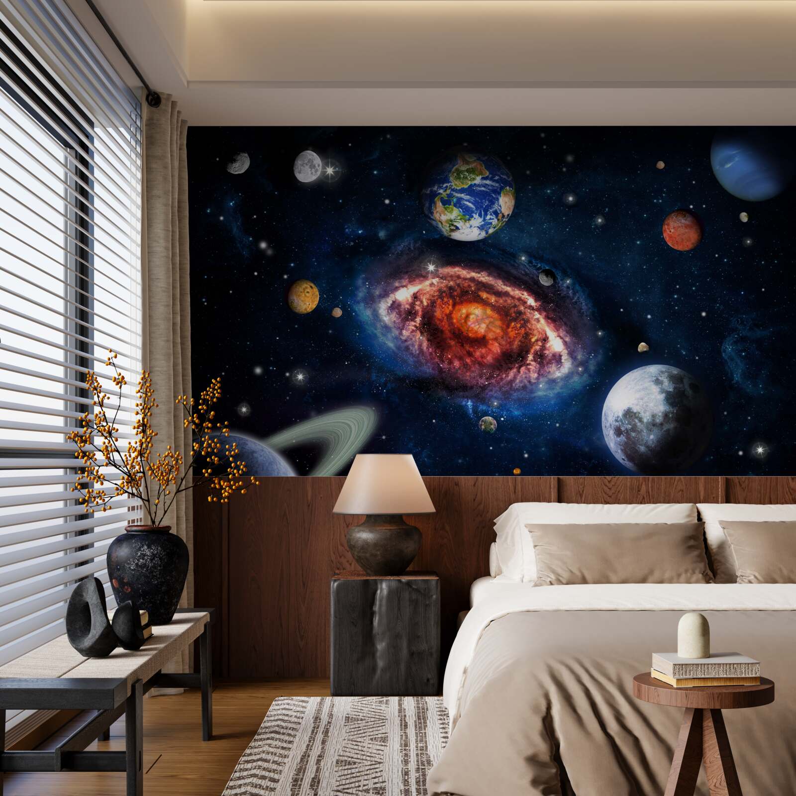 Fototapet galaxia servește drept câmp de rotație pentru obiectele cosmice