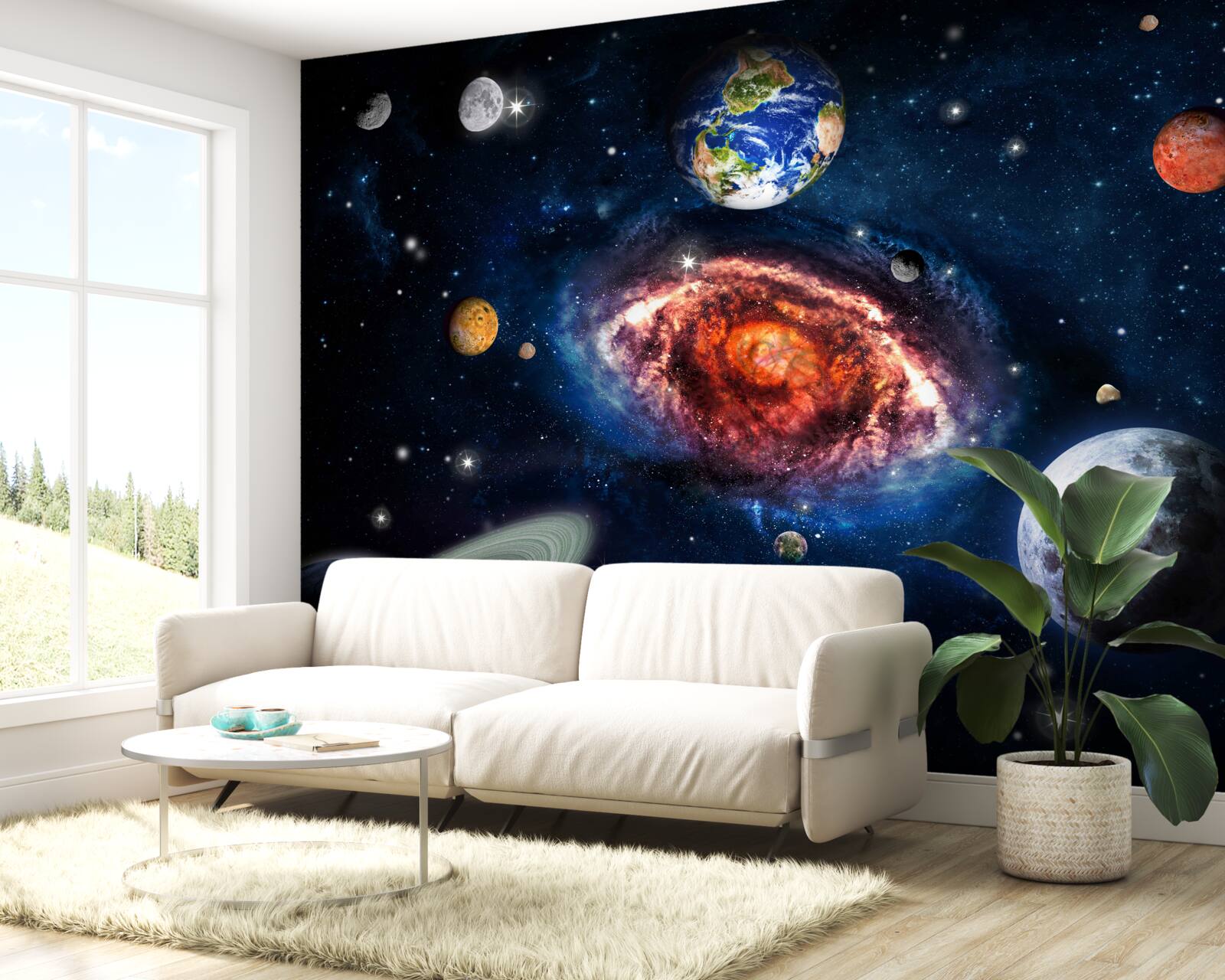 Fototapet galaxia servește drept câmp de rotație pentru obiectele cosmice