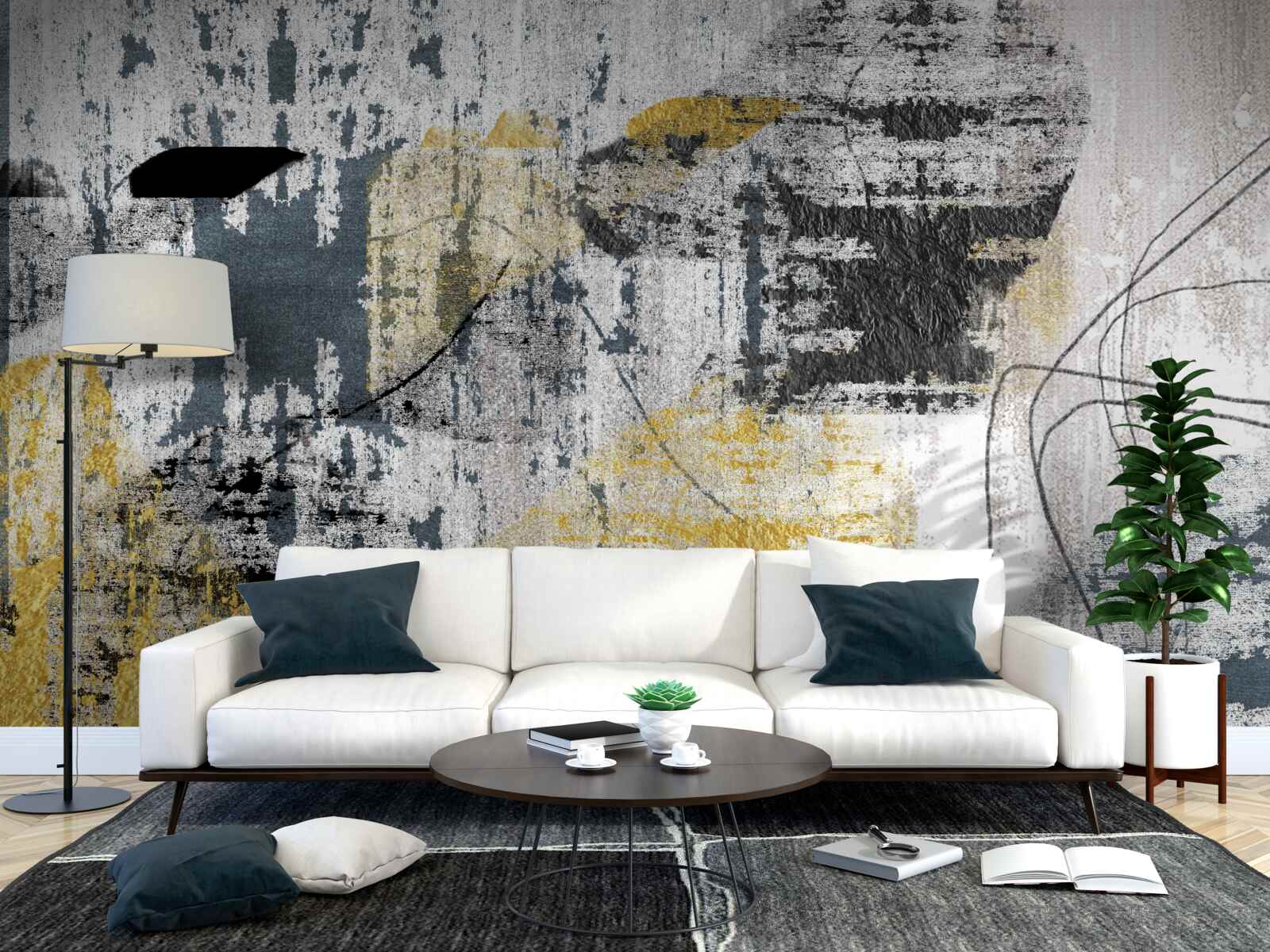 Fototapet fundal creat dintr-o abstractizare a tonurilor de negru și auriu