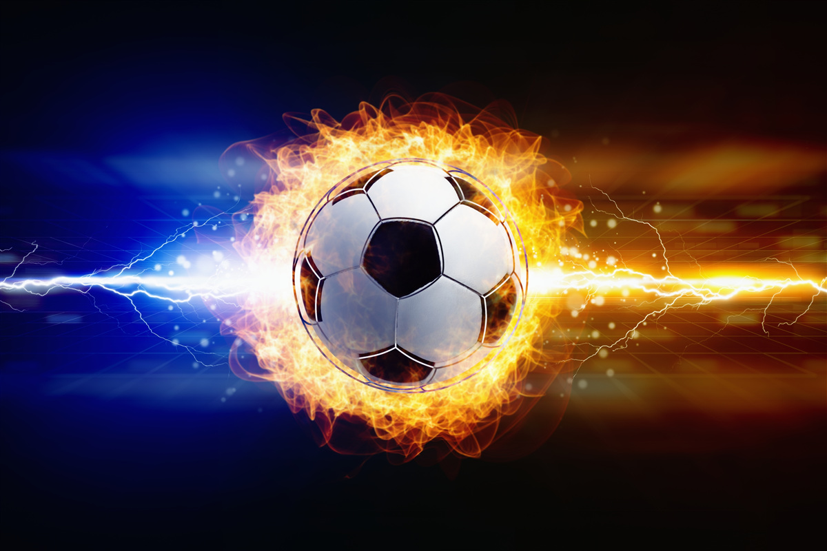 Fototapet fotbal învăluit în flăcări