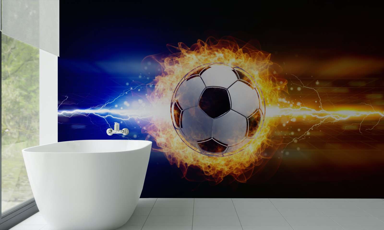 Fototapet fotbal învăluit în flăcări