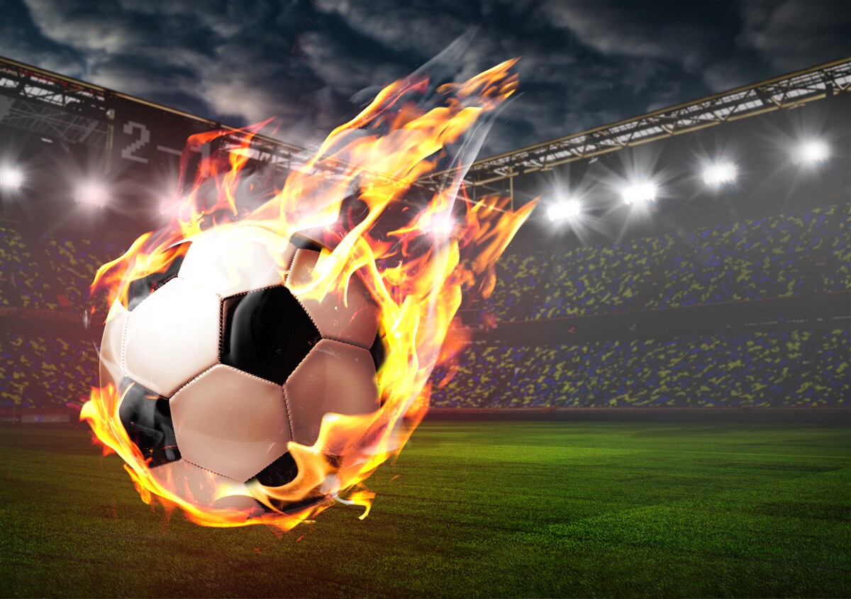 Fototapet fotbal în flăcări