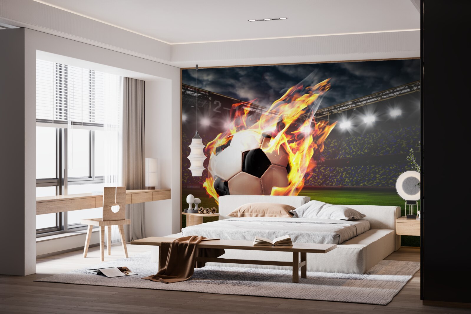 Fototapet fotbal în flăcări