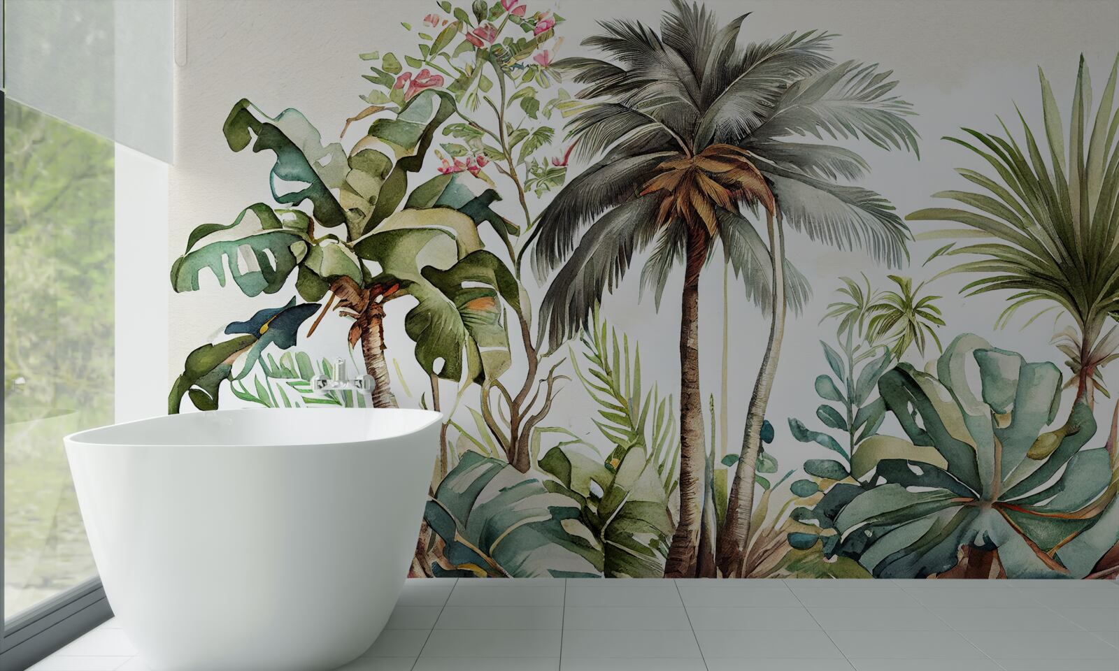 Fototapet plante tropicale, inclusiv palmieri